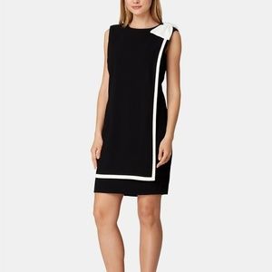 Tahari Arthur S. Levine Sleeveless Black Sheath Dress with Bow Detail